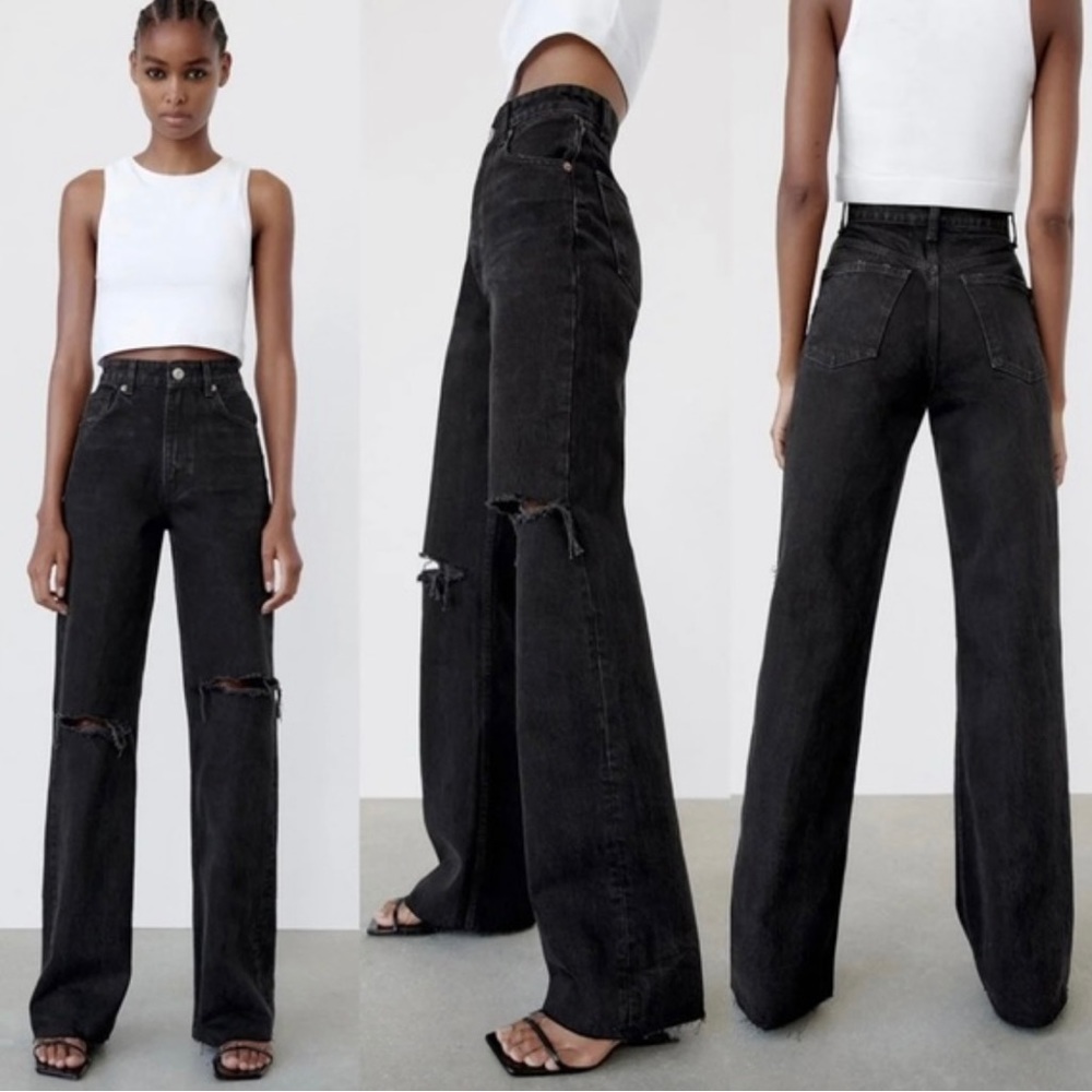 ZARA wide leg high waisted jeans